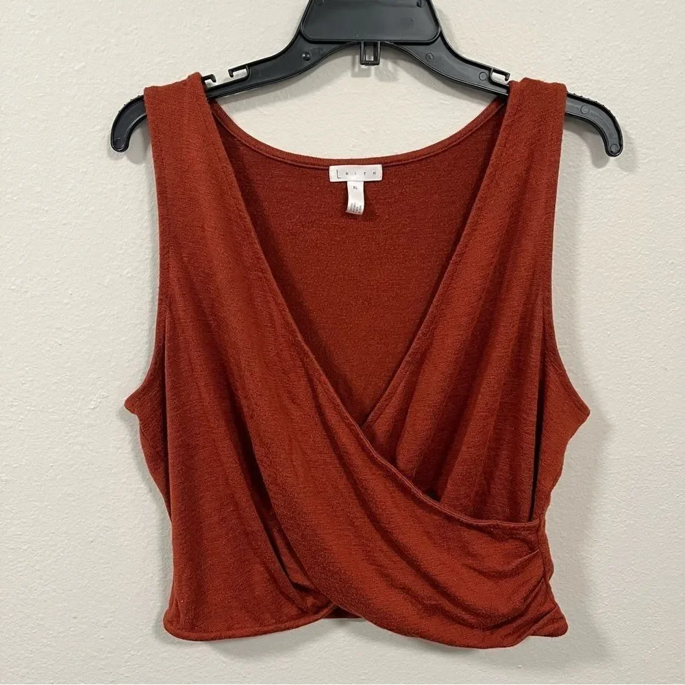Leith burnt Orange Cross Wrap tank Top size XL
